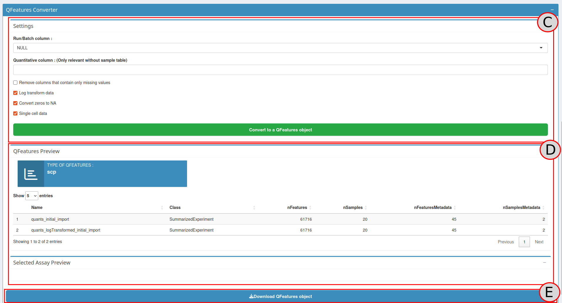A view of the conversion and download sections.