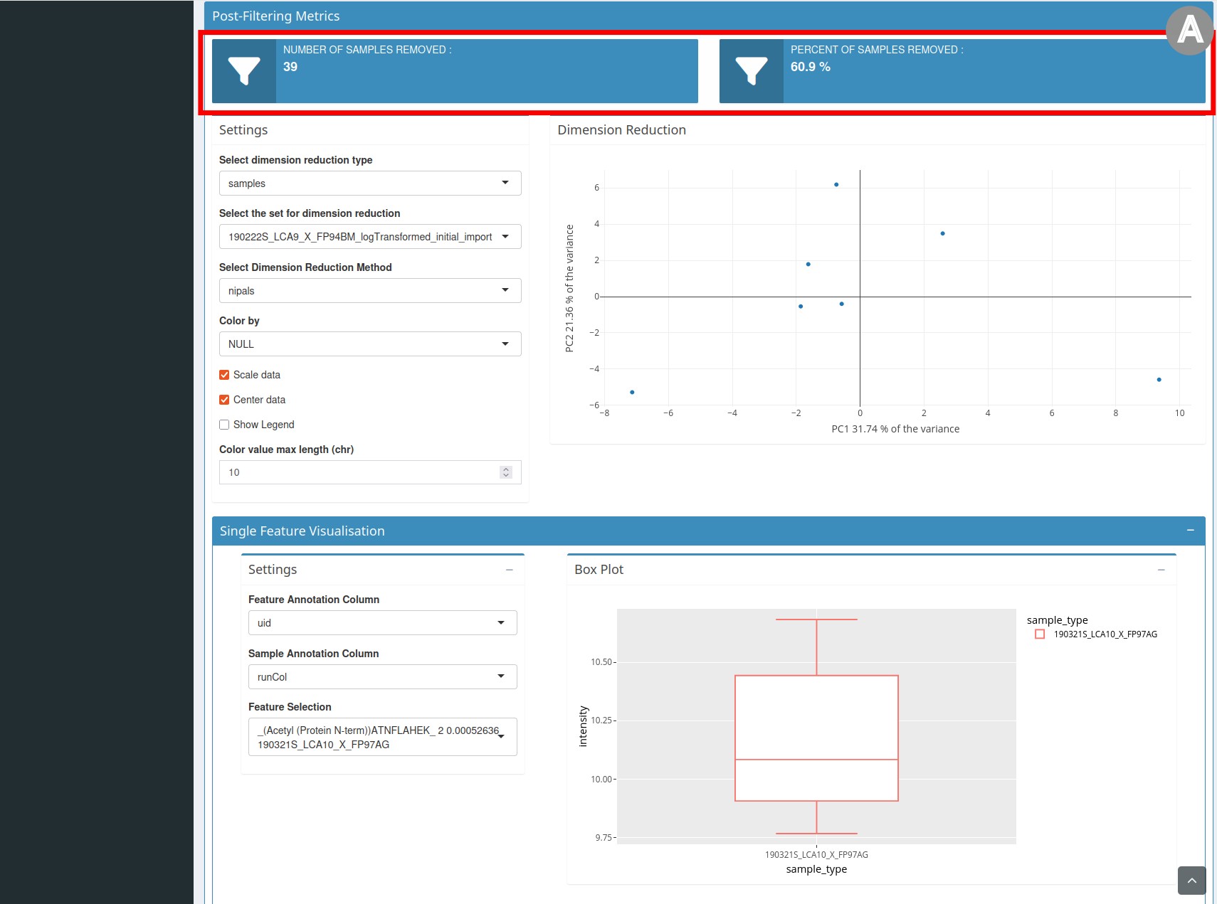 post-Filtering metrics section