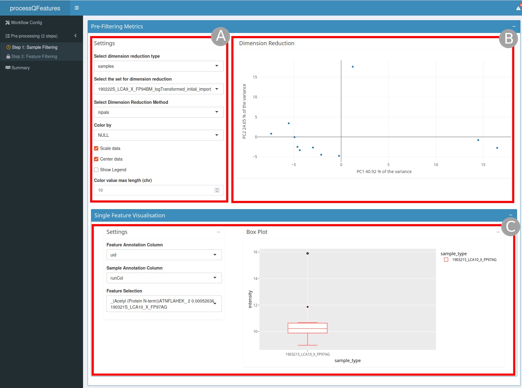 pre-Filtering metrics section
